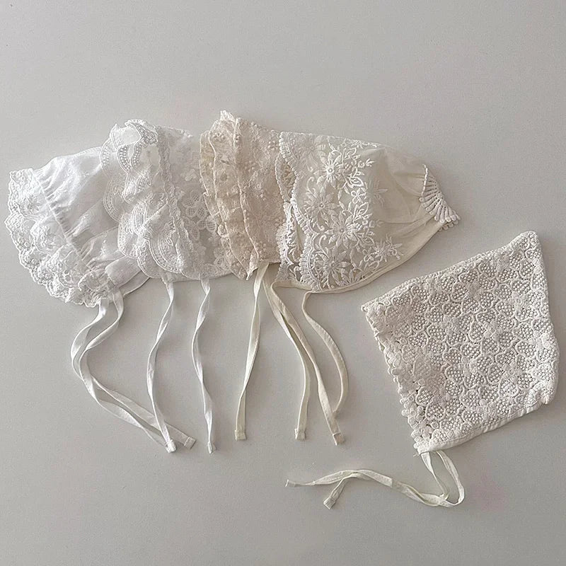 Baby Girl Lace Bonnet Newborn Baptism Hat 0-6 Months