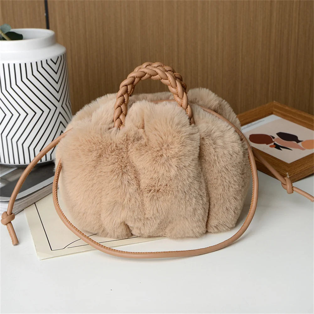 Women Pumpkin Plush Crossbody Shoulder Bag
