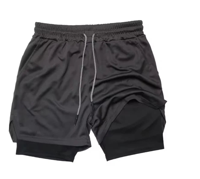 Men 2-in-1 Camouflage Running Shorts Quick Dry Gym Fitness Training Sports Shorts
