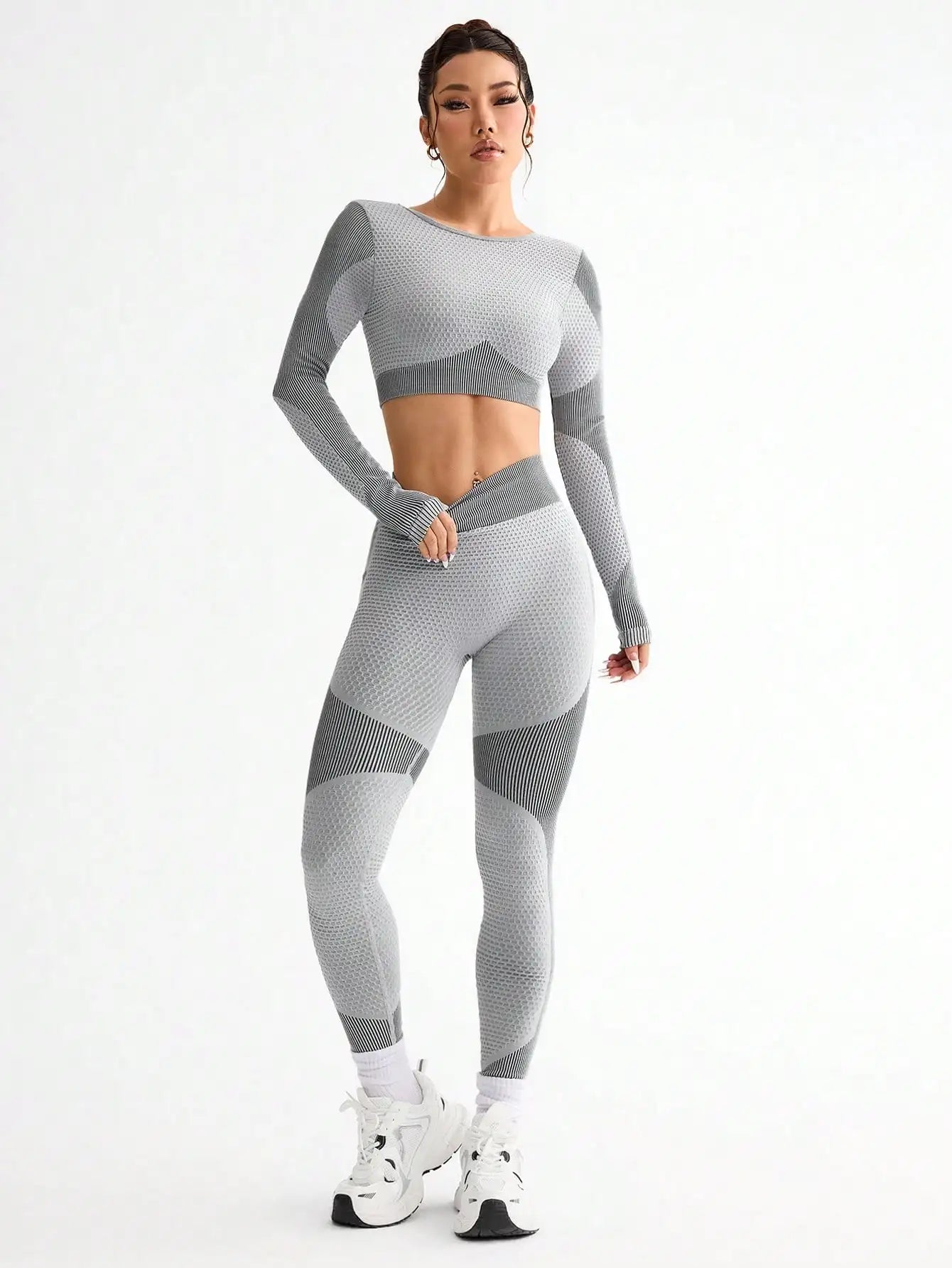 2pcs Women Seamless Yoga Set Sports Running Fitness Outfit Breathable Activewear