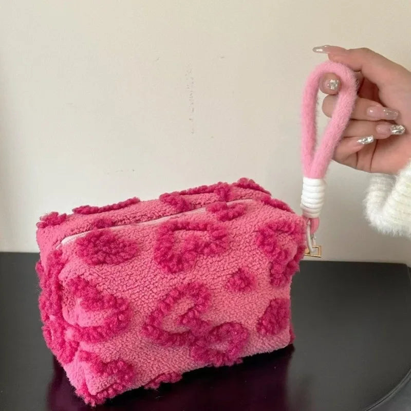 Plush Makeup Bag Soft Travel Cosmetic Organizer Pouch