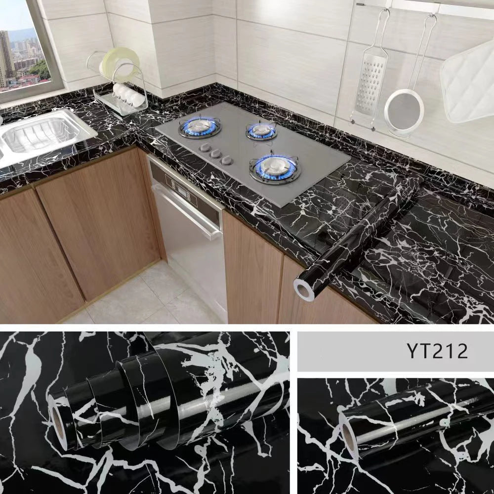 PVC Marble Wall Sticker Self Adhesive Waterproof Oil Resistant Kitchen Wall Decor 40cm
