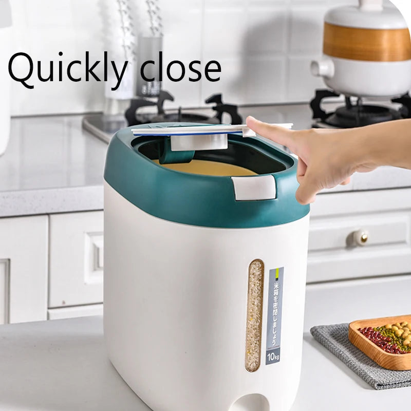 5kg 10kg Rice Dispenser Storage Container Kitchen Grain Organizer Box
