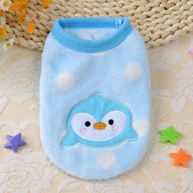 Winter Fleece Dog Vest Cartoon Pet Shirt