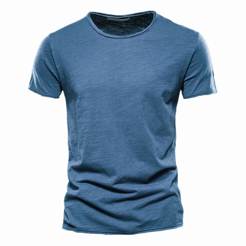 Men Cotton V-Neck Slim Fit T Shirt Short Sleeve Fashion Basic Tee