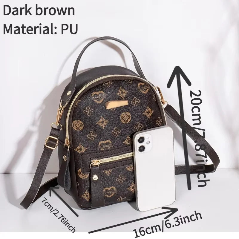 Women Mini Backpack Fashion Floral PU Leather Small Travel Shoulder Bag Cute School Backpack for Girls