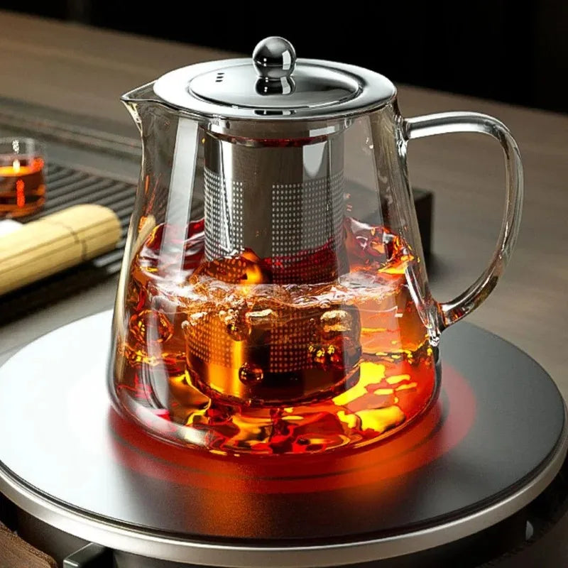 Glass Teapot with Infuser Heat Resistant Borosilicate Clear Tea Kettle