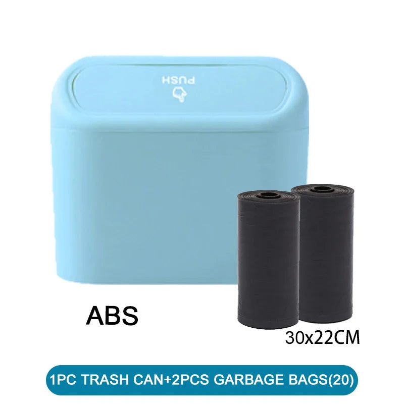 Car Trash Can with Lid Leak Proof Mini Car Bin Includes Garbage Bags