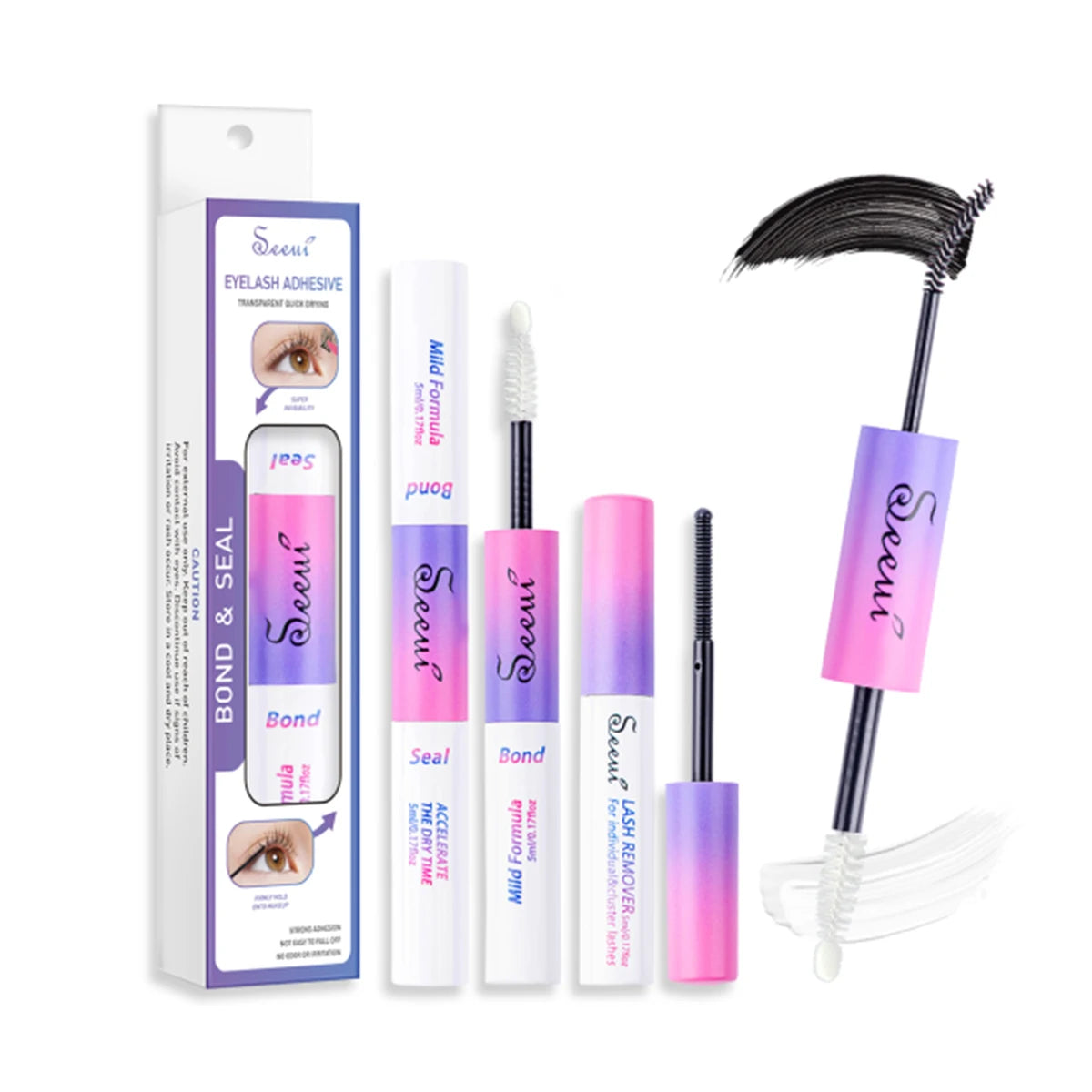 Eyelash Glue & Seal Kit – Strong Hold Lash Bond for Cluster Lashes, Long Lasting & Waterproof