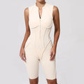 Women Zip Gym Jumpsuit Open Back Yoga Fitness Tracksuit Sports Bodysuit
