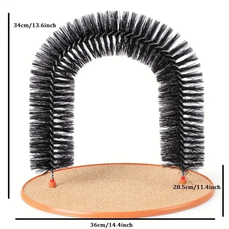 Cat Grooming Arch Self Groomer with Brush and Scratching Pad Toy