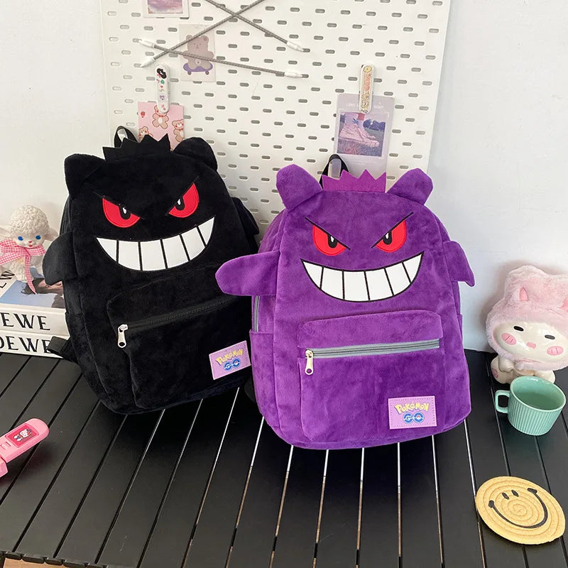 Cute Purple Ghost Cartoon Backpack Large Kawaii Storage Bag