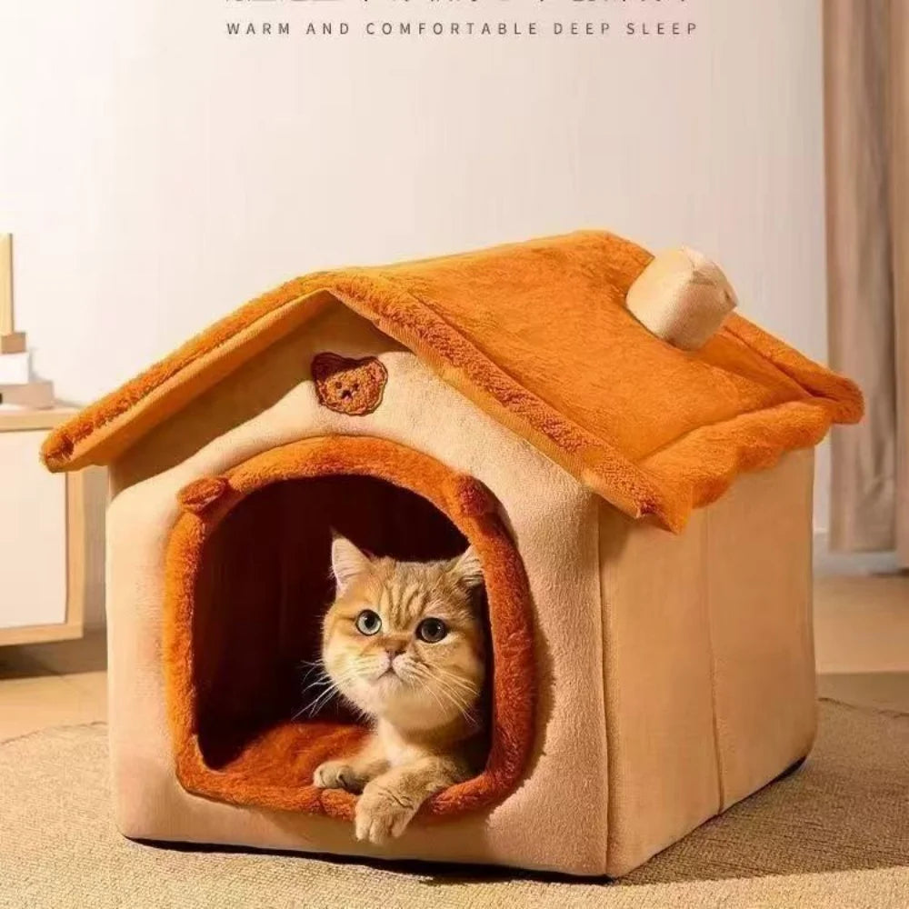 All Season Removable Washable Dog House Style Pet Bed Warm Small Dog Cat House