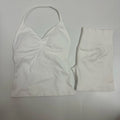 Seamless Yoga Set Women Strappy Tank Top Scrunch Shorts Gym Workout Outfit