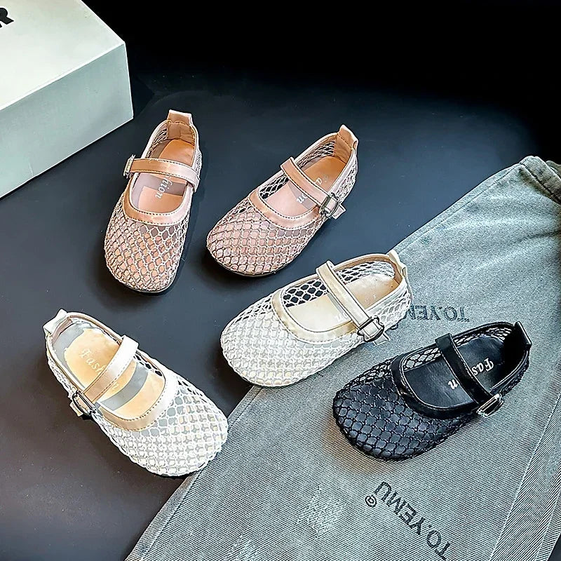 Kids Mesh Flat Sandals Soft Sole Non Slip Summer Princess Shoes Girls 2026