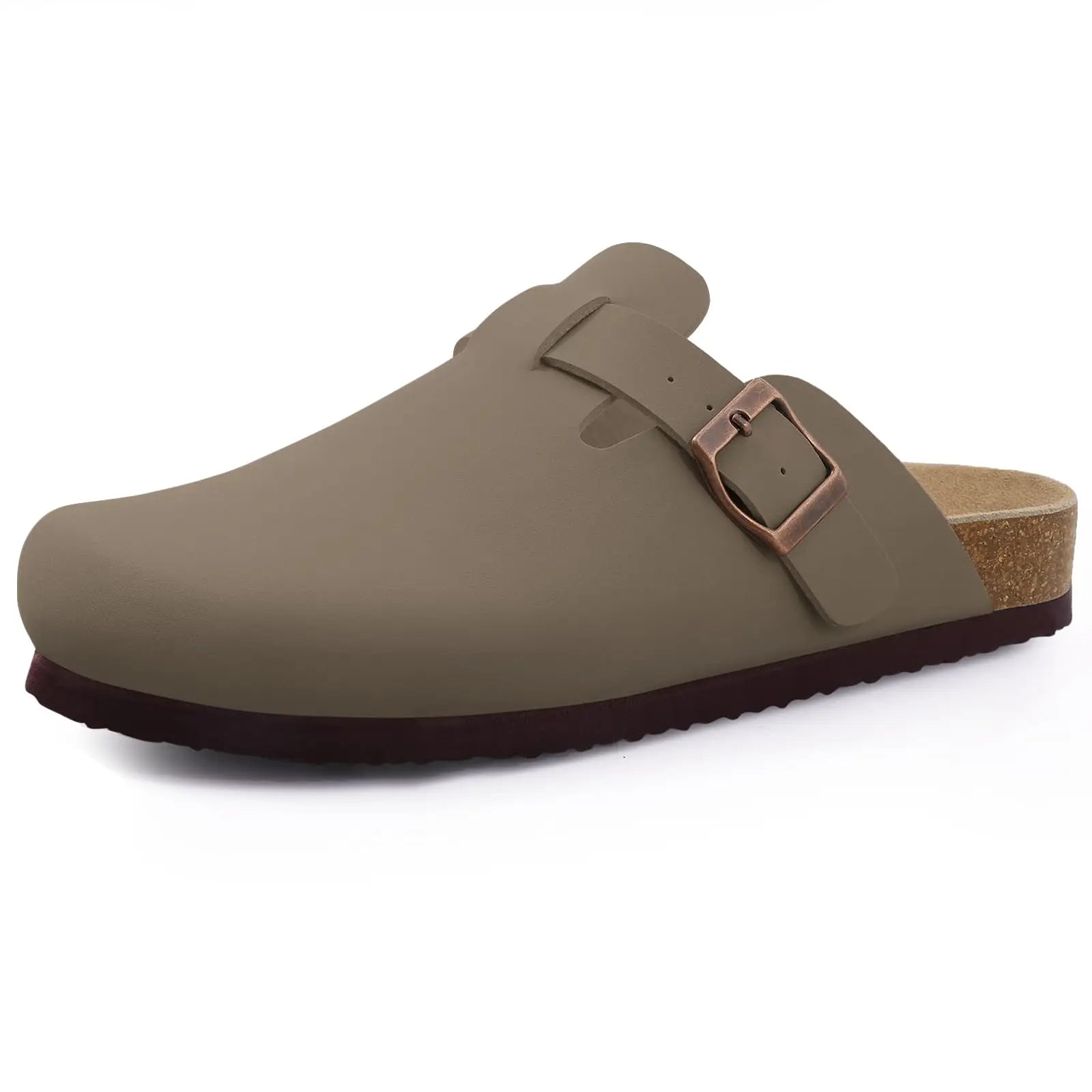 Suede Mule Slippers Cork Footbed Clogs Adjustable Buckle Slides Comfort Arch Support Sandals Women Men