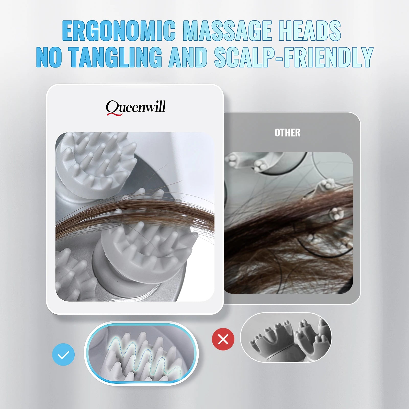 Electric Scalp Massager Wireless Deep Tissue Head Neck and Body Stress Relief