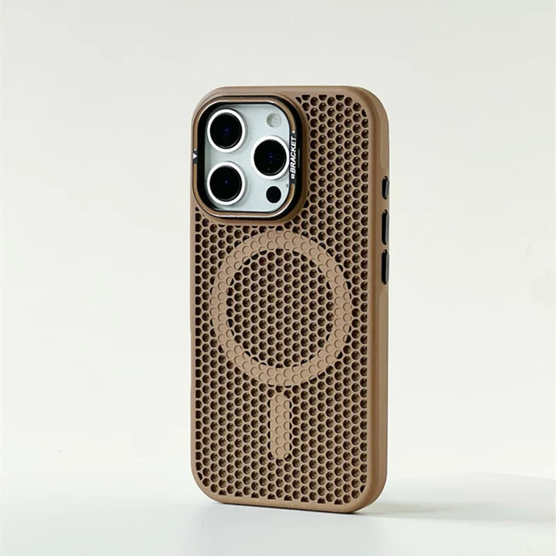 Mesh Cooling MagSafe Alloy Lens Wireless Charging iPhone Case