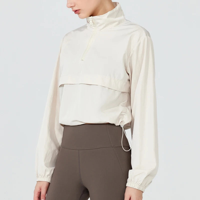 Women Lightweight Quarter Zip Windbreaker UPF50+ Waterproof Jacket
