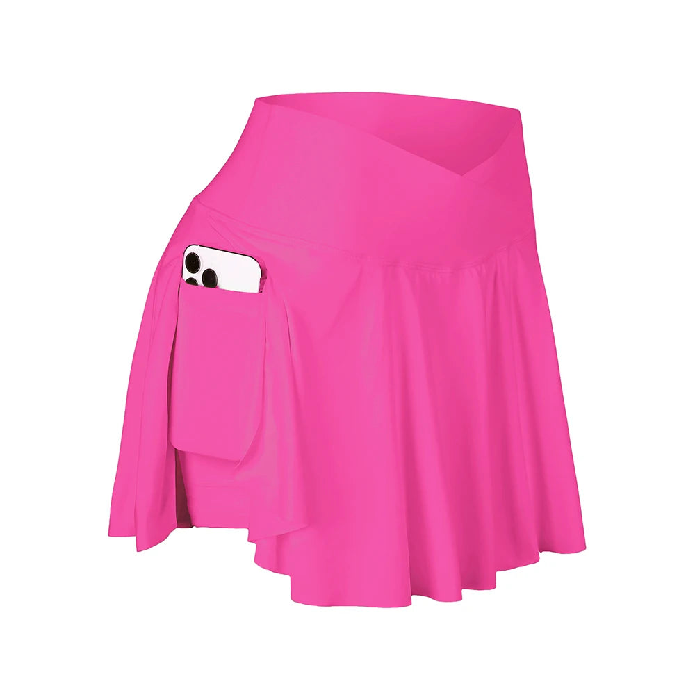 Women Tennis Skort High Waisted with Pockets Athletic Running Workout Skirt
