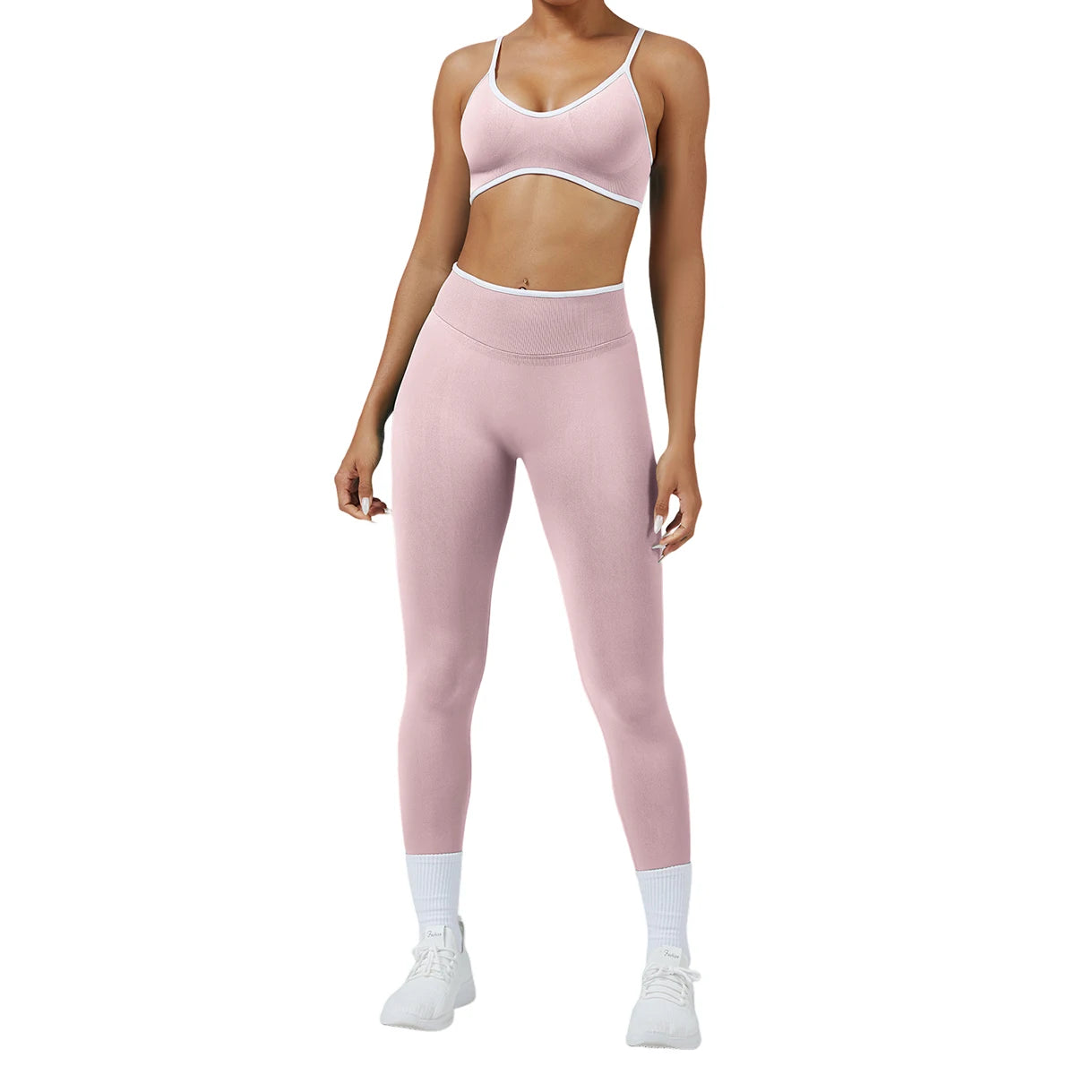 Color Block Yoga Set Women Sports Bra High Waist Shorts Gym Fitness Activewear