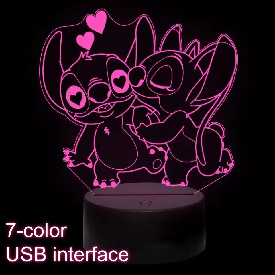 Stitch 3D Illusion USB Night Light Smart Touch Room Decor Lamp Kids Gift