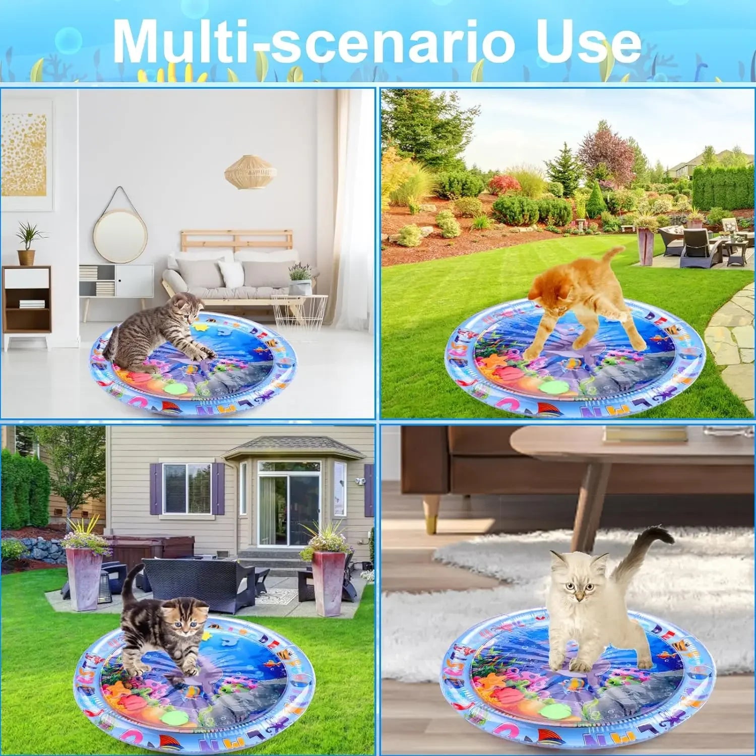 Cat Water Sensory Play Mat – Inflatable Fish Play Pad for Interactive Indoor Fun