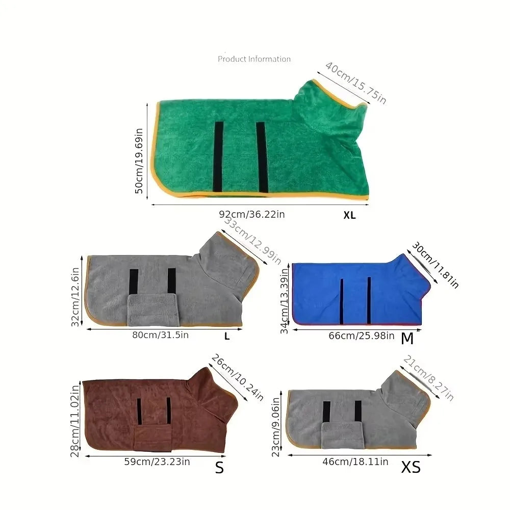 Absorbent Dog Bathrobe Quick Dry Pet Towel