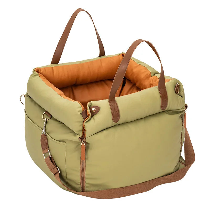 Dog Car Seat Bed with Safety Belt Non Slip Washable Travel Carrier for Small Dogs