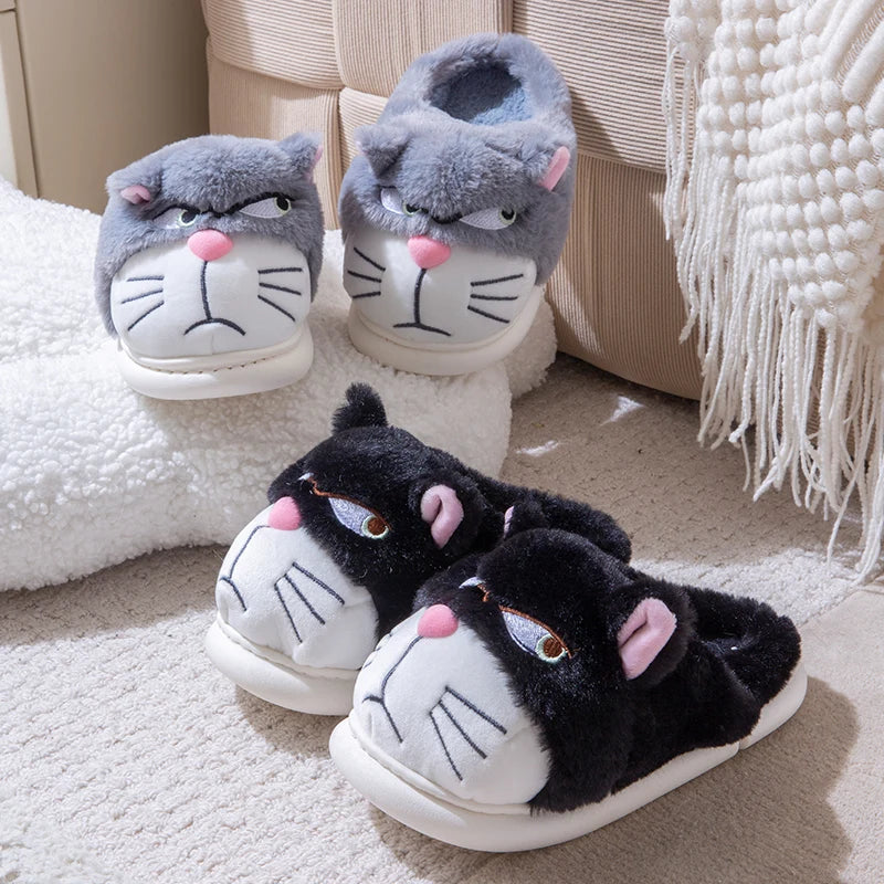 Women’s Fluffy Cartoon Plush Slippers Cute Winter House Shoes Large Size