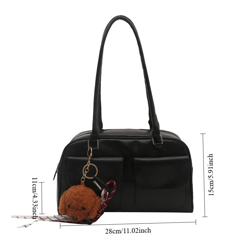Large Capacity Bowling Shoulder Bag for Women Retro Handbag
