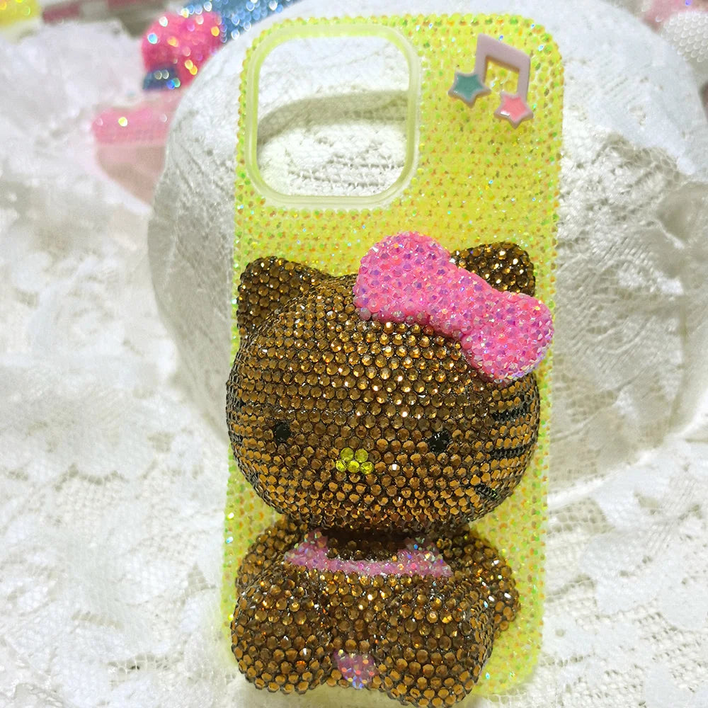 Christmas Hello Kitty Rhinestone Crystal Chain Transparent iPhone Case