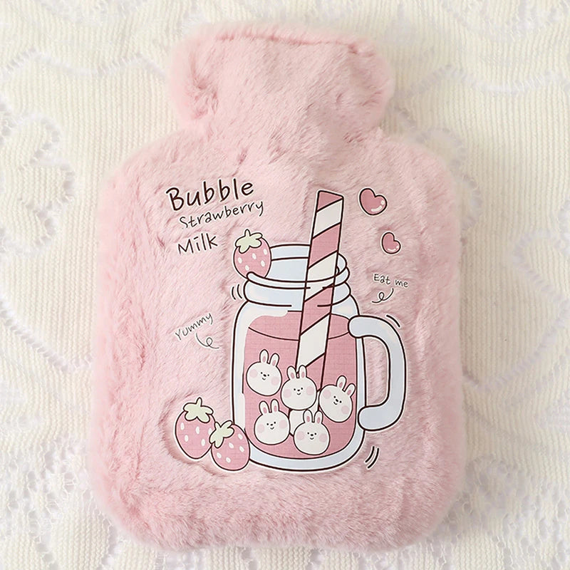 Cartoon Plush Rabbit Bear Hot Water Bottle Velvet Hand Warmer Cute Portable Water Bag