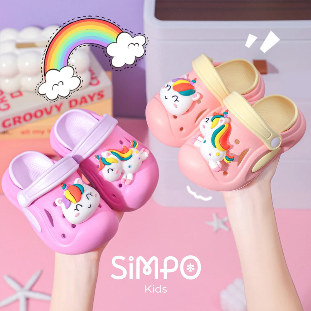 Kids Unicorn Clogs Sandals Anti-Slip Summer Beach Shoes Cute Cartoon Garden Shoes for Girls