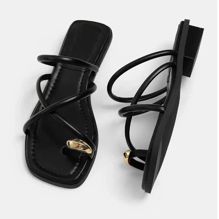 Women Cross Strap Slide Sandals Lightweight Toe Loop Summer Slippers