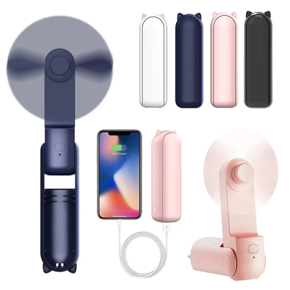 USB Rechargeable Mini Hand Fan – Foldable Portable Cooling Fan for Travel