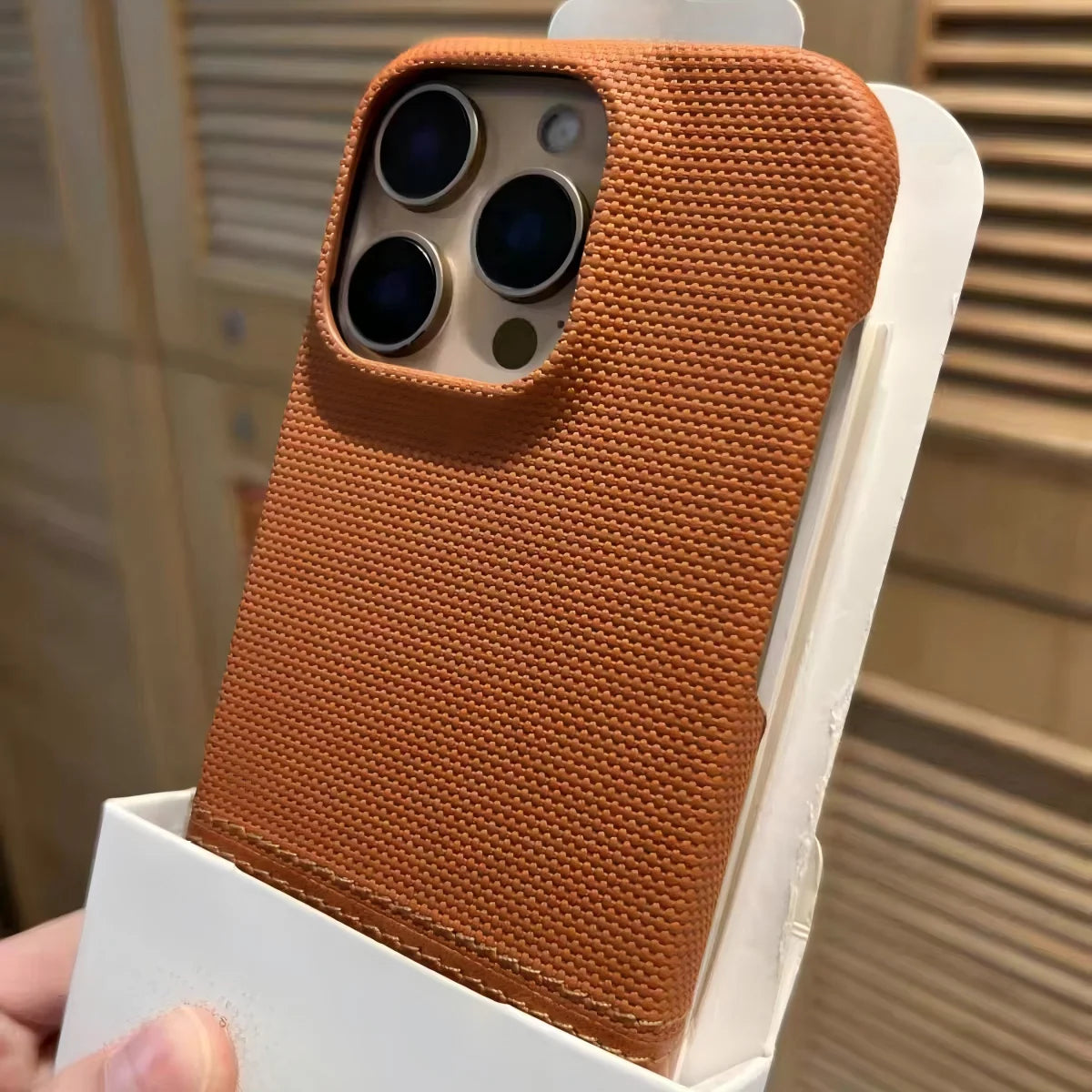 Business Splice Leather Nylon Fabric iPhone Case