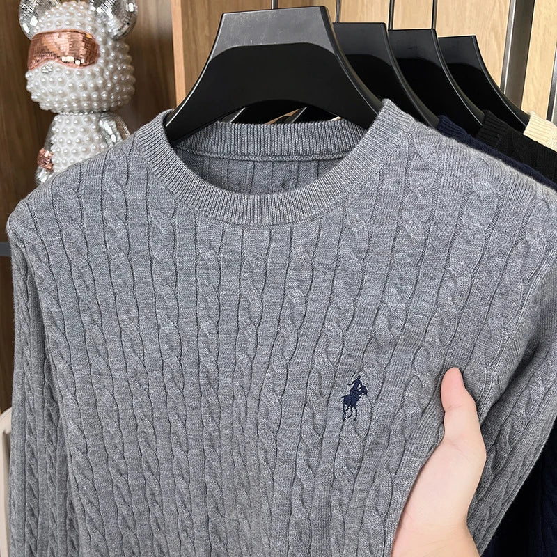 Women Embroidered Knit Sweater Long Sleeve Solid Color Spring Autumn Pullover Top