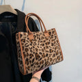 Leopard Faux Fur Tote Bag Soft Plush Shoulder Handbag
