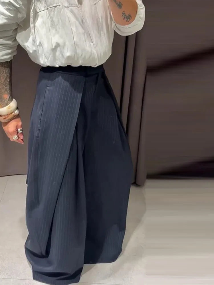 Women Striped Wide Leg Pants High Waist Loose Trousers Spring 2026