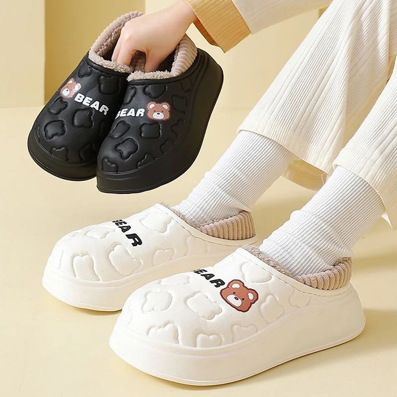 Waterproof Winter Plush Slippers for Women and Men