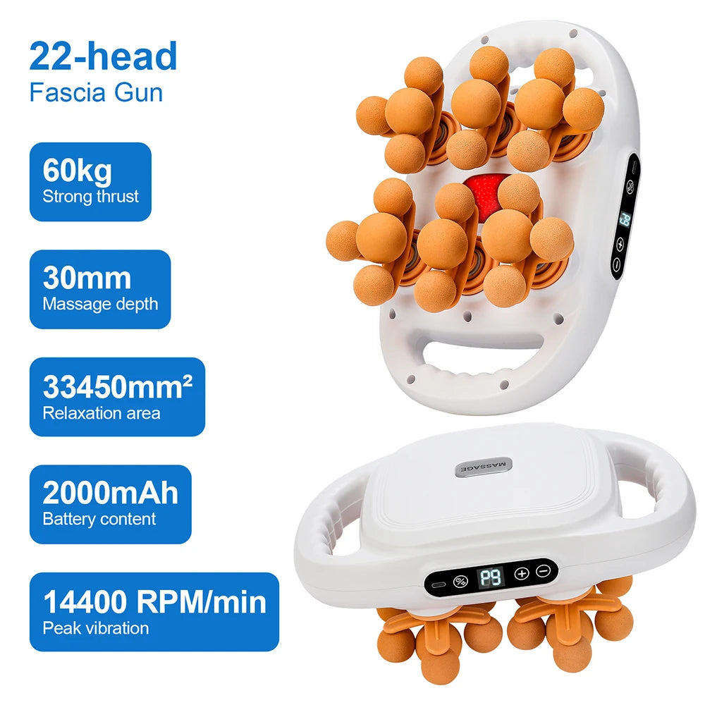 42 Heads Massage Gun Deep Tissue Muscle Massager High Frequency Body Fascia Gun for Back Neck Shoulder