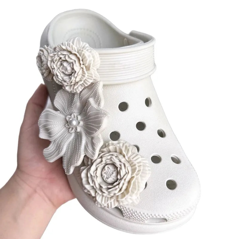 Shoe Charms Set 3D Flower DIY Buckle Accessories Hole Decorations Women Shoes