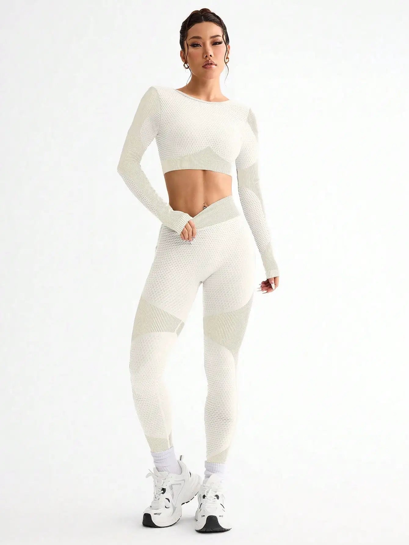 2pcs Women Seamless Yoga Set Sports Running Fitness Outfit Breathable Activewear