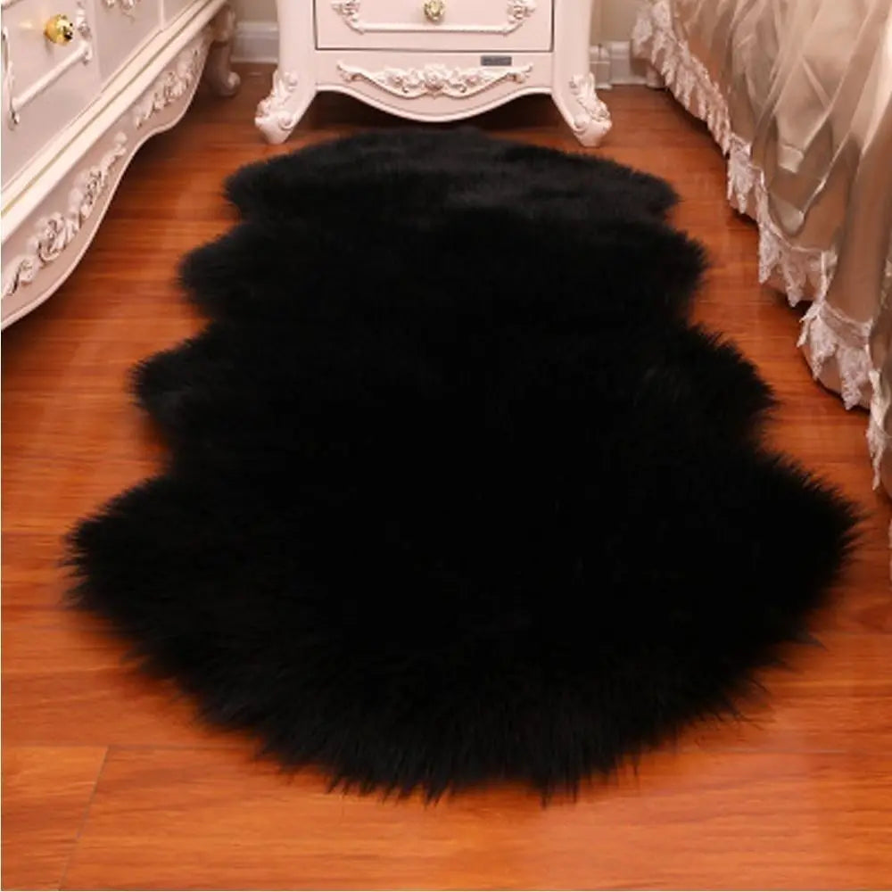 Artificial Sheepskin Rug Long Hair Fluffy Soft Faux Wool Shaggy Floor Mat Home Decor