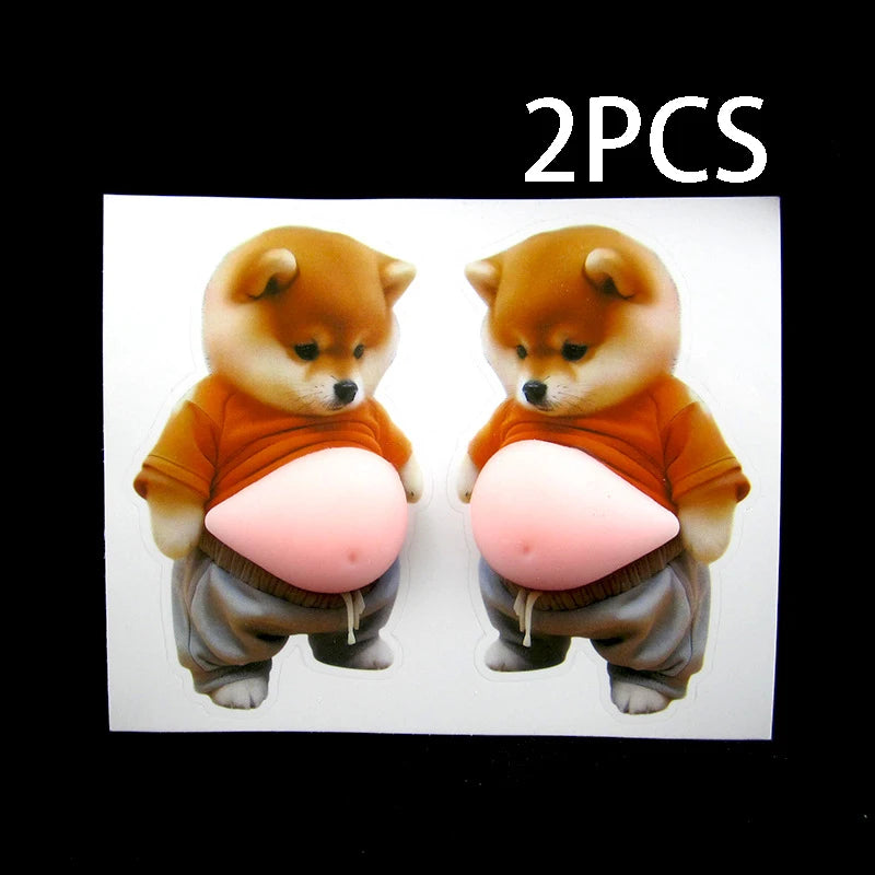 3D Cute Shiba Inu Silicone Self Adhesive Stickers Orange Design