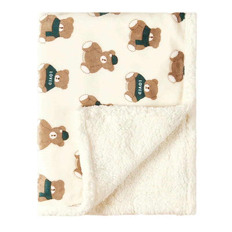 Baby Winter Fleece Blanket Soft Warm Swaddle Quilt for Newborn Stroller Wrap