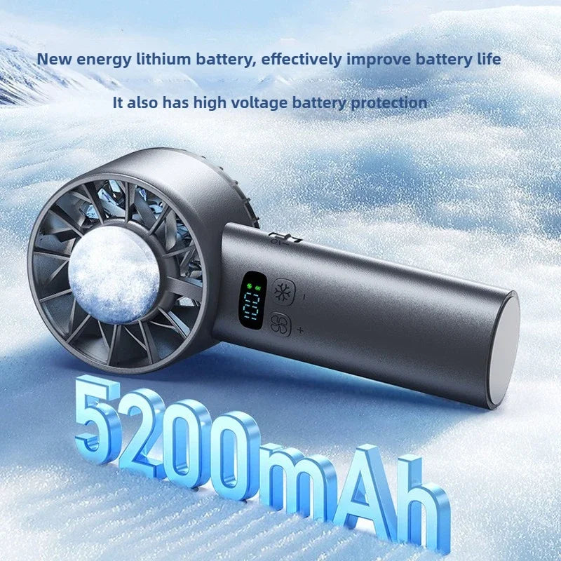 Portable Ice Cooling Fan – USB Rechargeable Handheld Mini