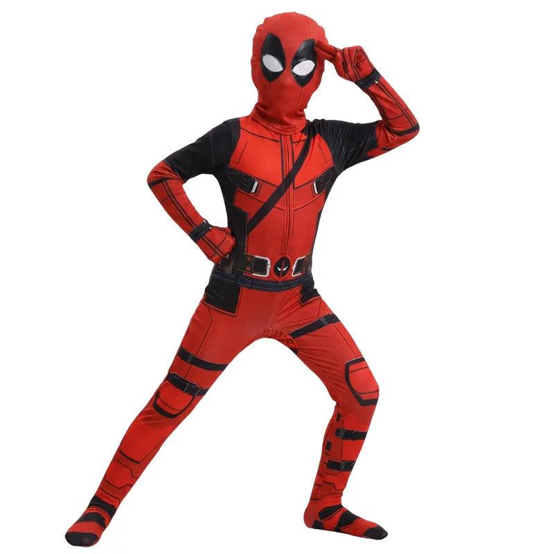 Kids Red Masked Superhero Cosplay Costume with Toy Sword and Bag