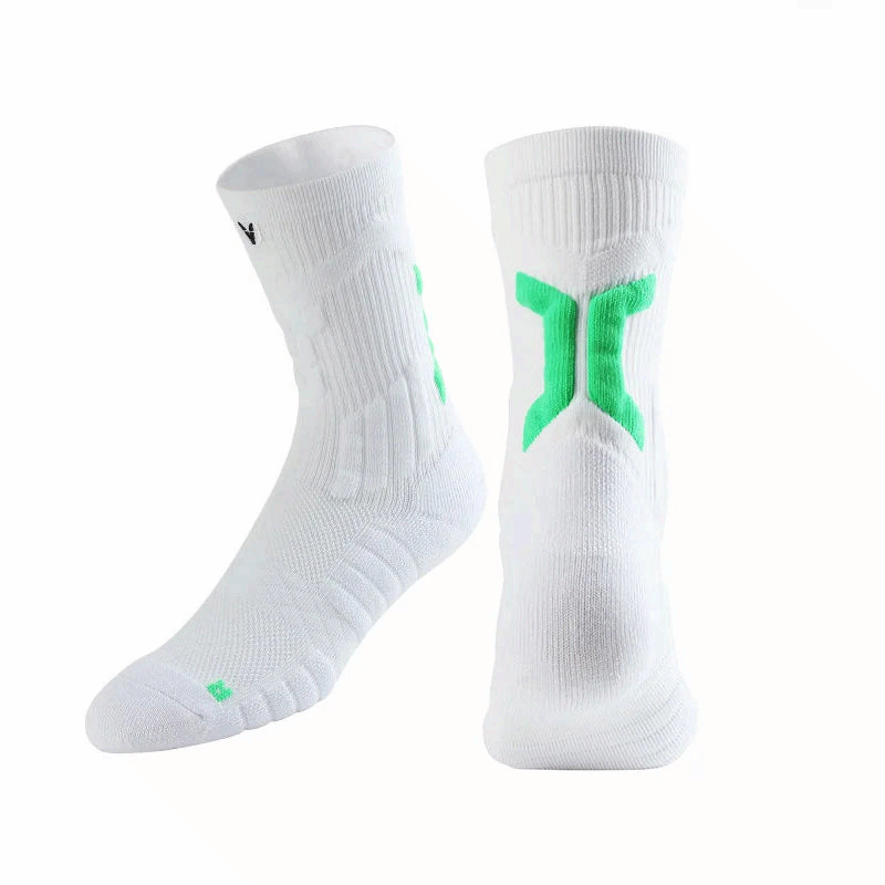 Veidoorn Sport Socks Mid Calf Thick Cushion Non Slip Running Basketball Cycling Socks